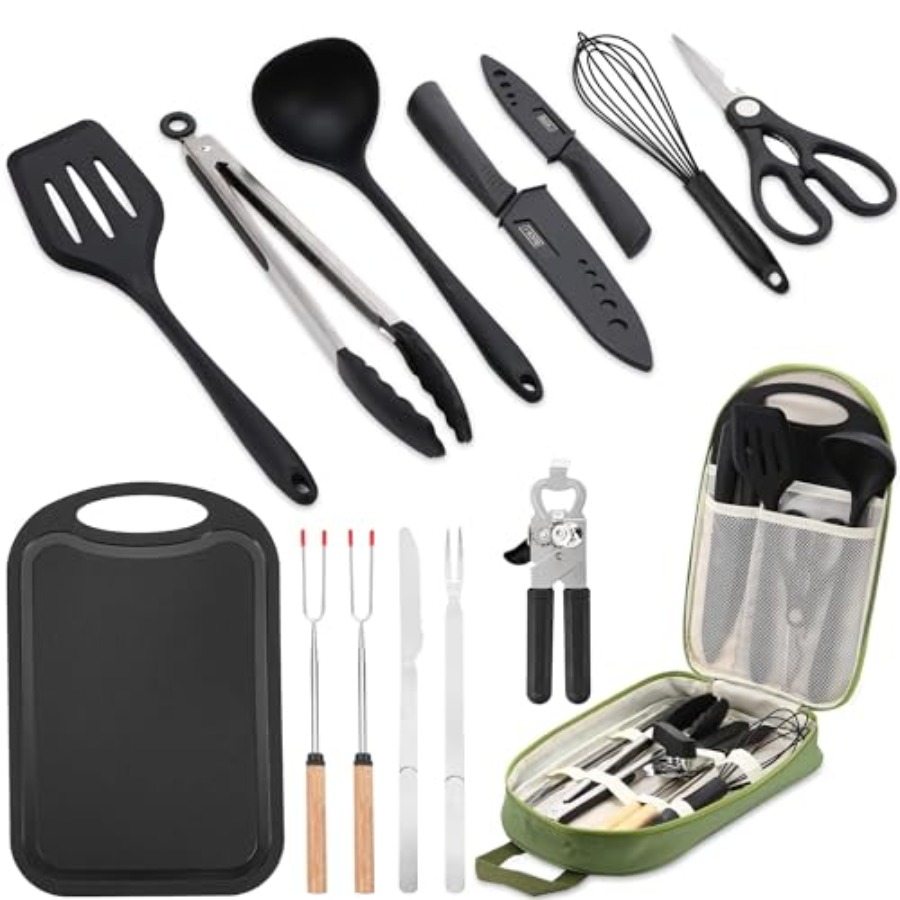 Camping Cooking Essentials Kit - Camping Essentials Cookware Cooking Utensils Set