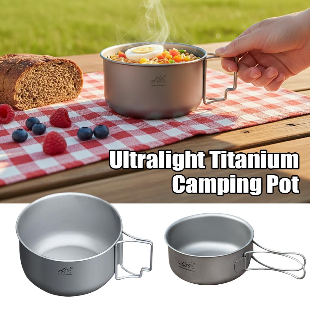 Camping Cooking Dishes - Compact Titanium Alloy Camping Pot Backpacking