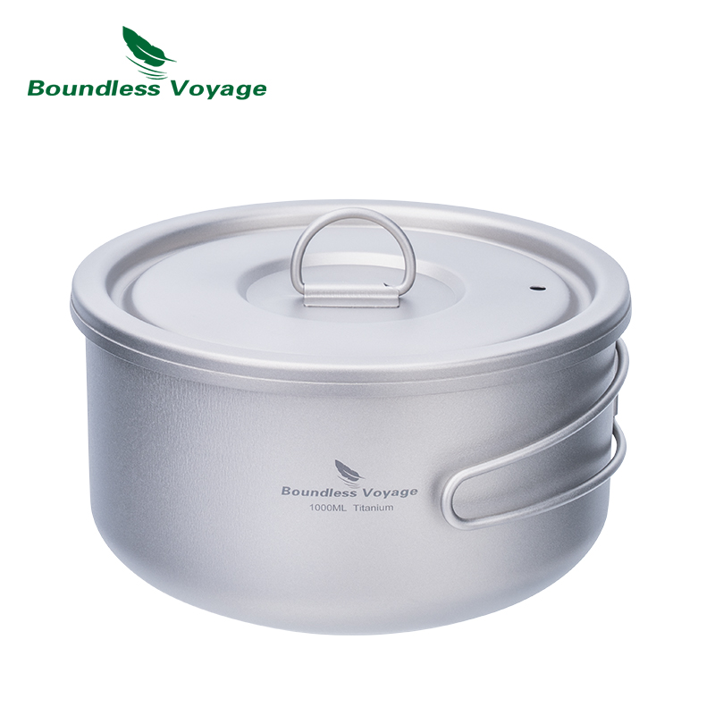Camping Cooking Set Large - Boundless Voyage Titanium Camping Pot with