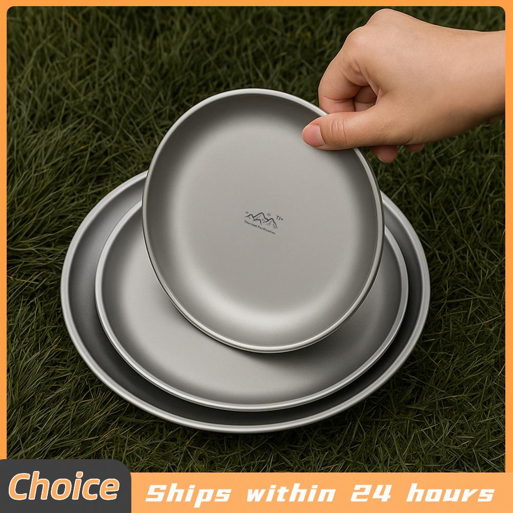 Camping Cooking Dishes - Portable Titanium Purified Stainless Steel Plate