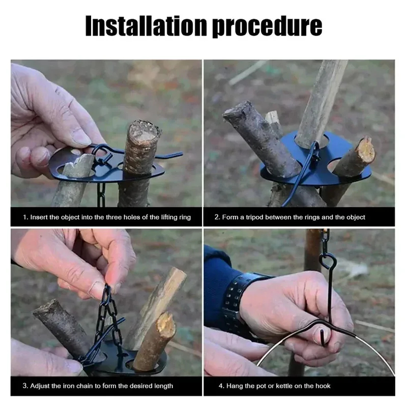Camping Tripod Hanging Pot Bra - مراجعة Camping Cooking Tripod وسعره
