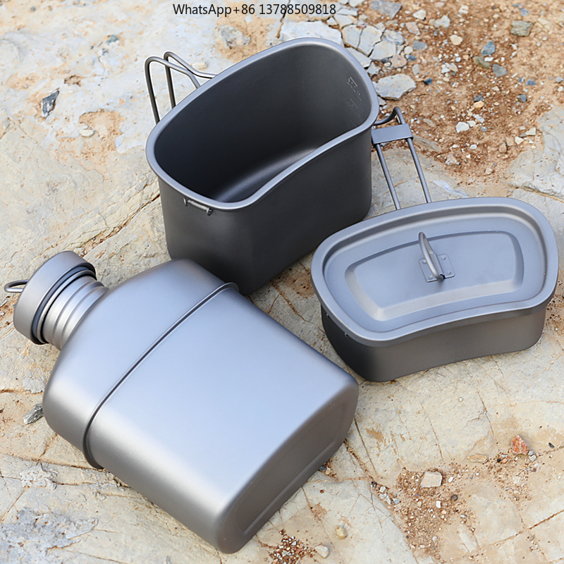 Outdoor Camping Titanium Drink - مراجعة Camping Cooking Mess Kit وسعره