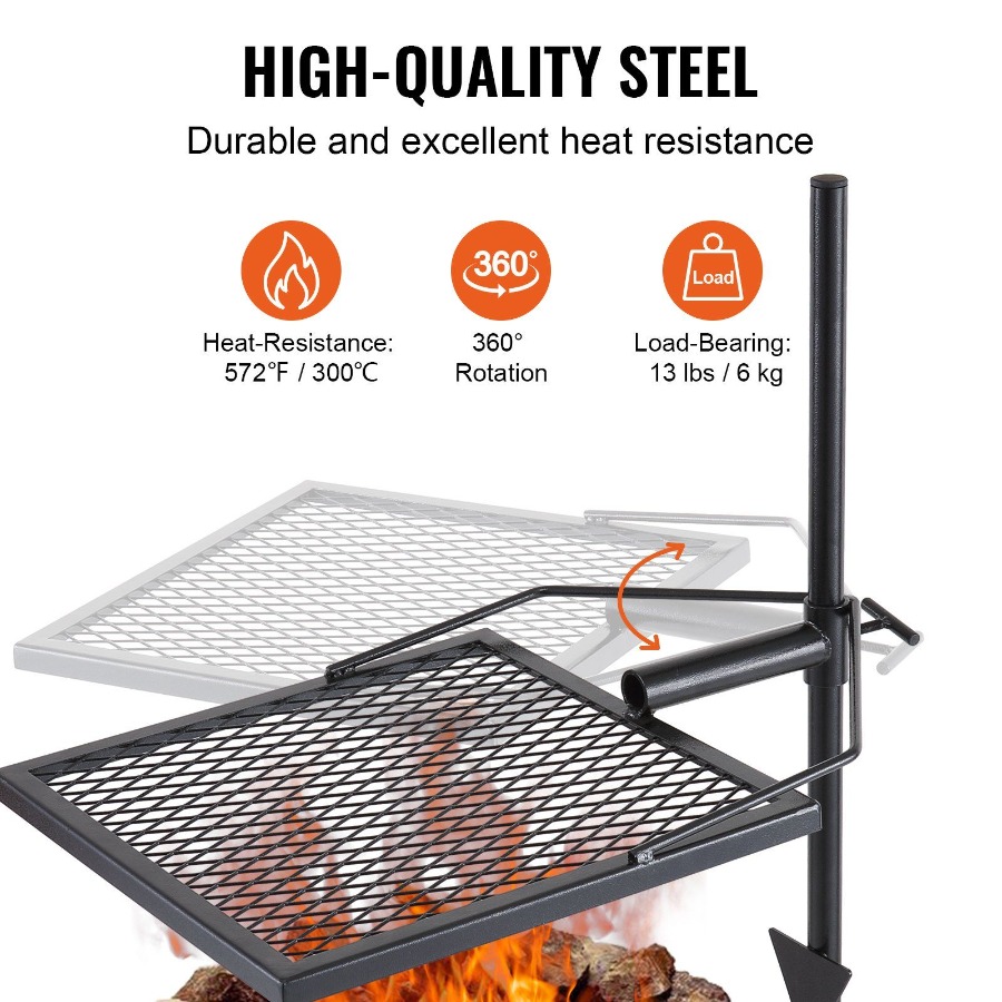 Swivel Campfire Grill for Fire - مراجعة Camping Cooking Fire Pit وسعره