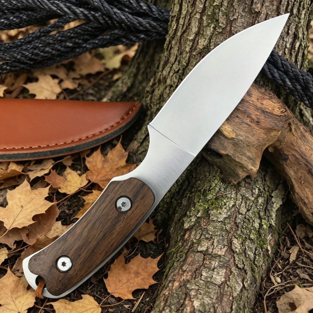 Handmade Lightweight Wood Hand - مراجعة Camping Cooking Knife With Sheath وسعره