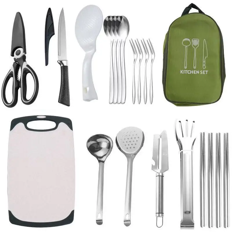 Compact All-in-One Portable Ca - مراجعة Camping Cooking Essentials Kit وسعره