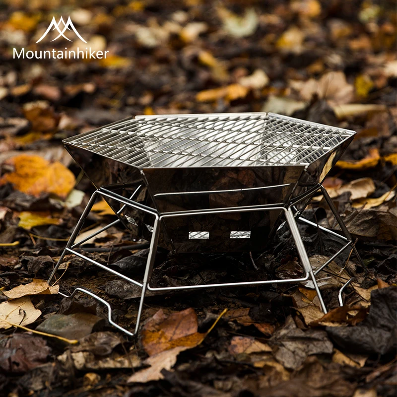 MOUNDAINHIKER Camping BBQ Port - مراجعة Camping Cooking Fire Pit وسعره
