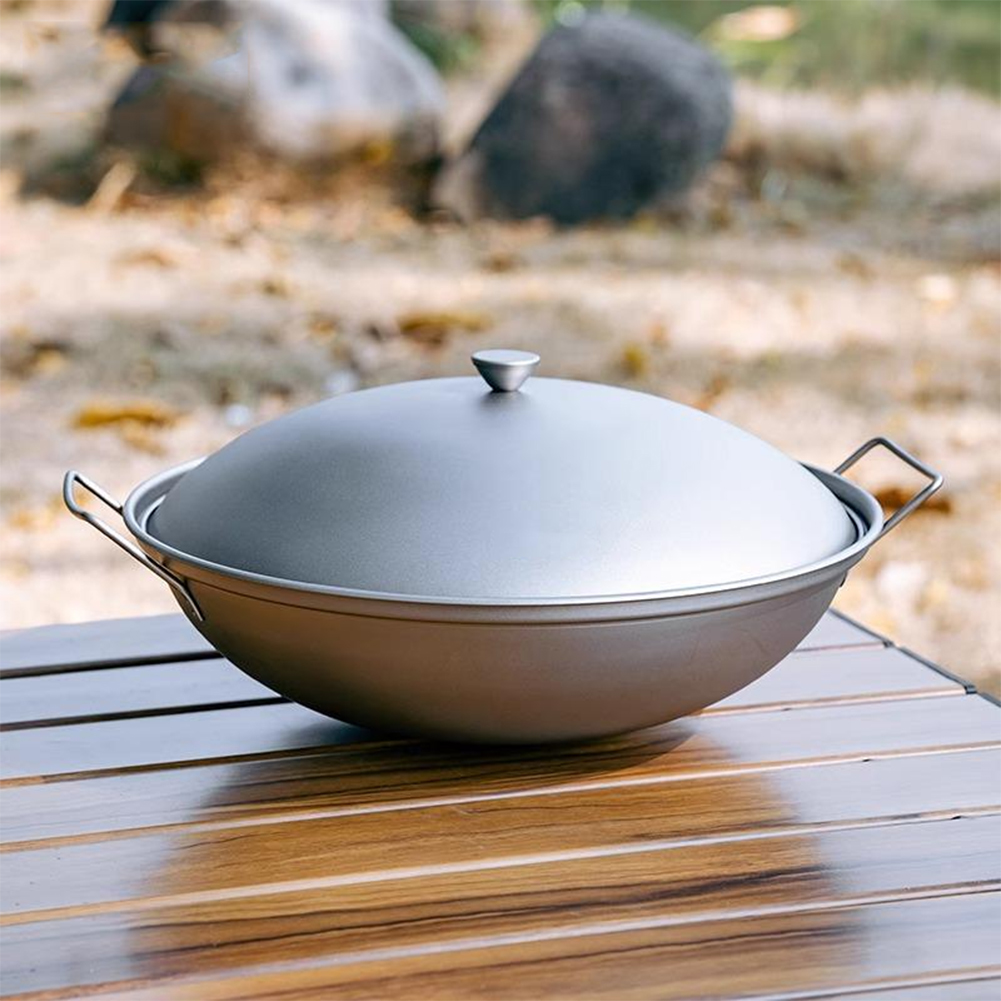 Titanium Wok Pan with Lid Doub - مراجعة Camping Cooking Roll وسعره