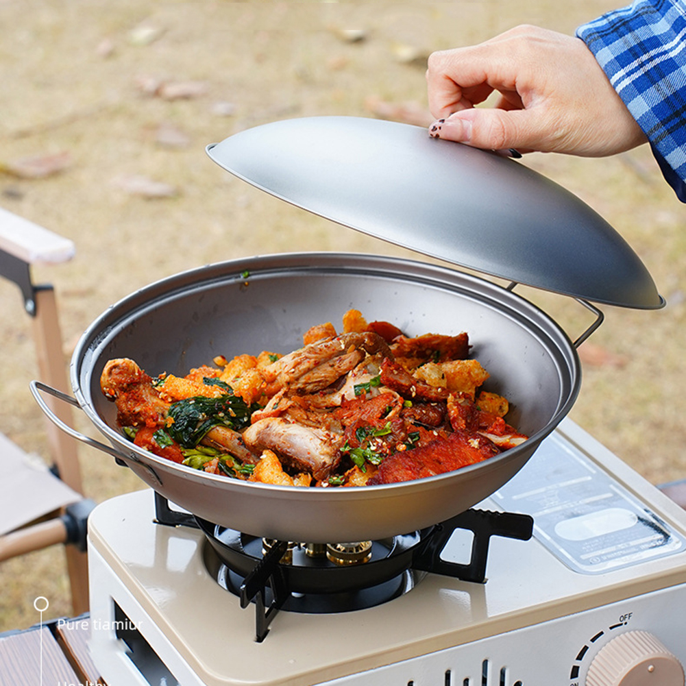 Titanium Wok Pan with Lid Doub - مراجعة Camping Cooking Roll وسعره