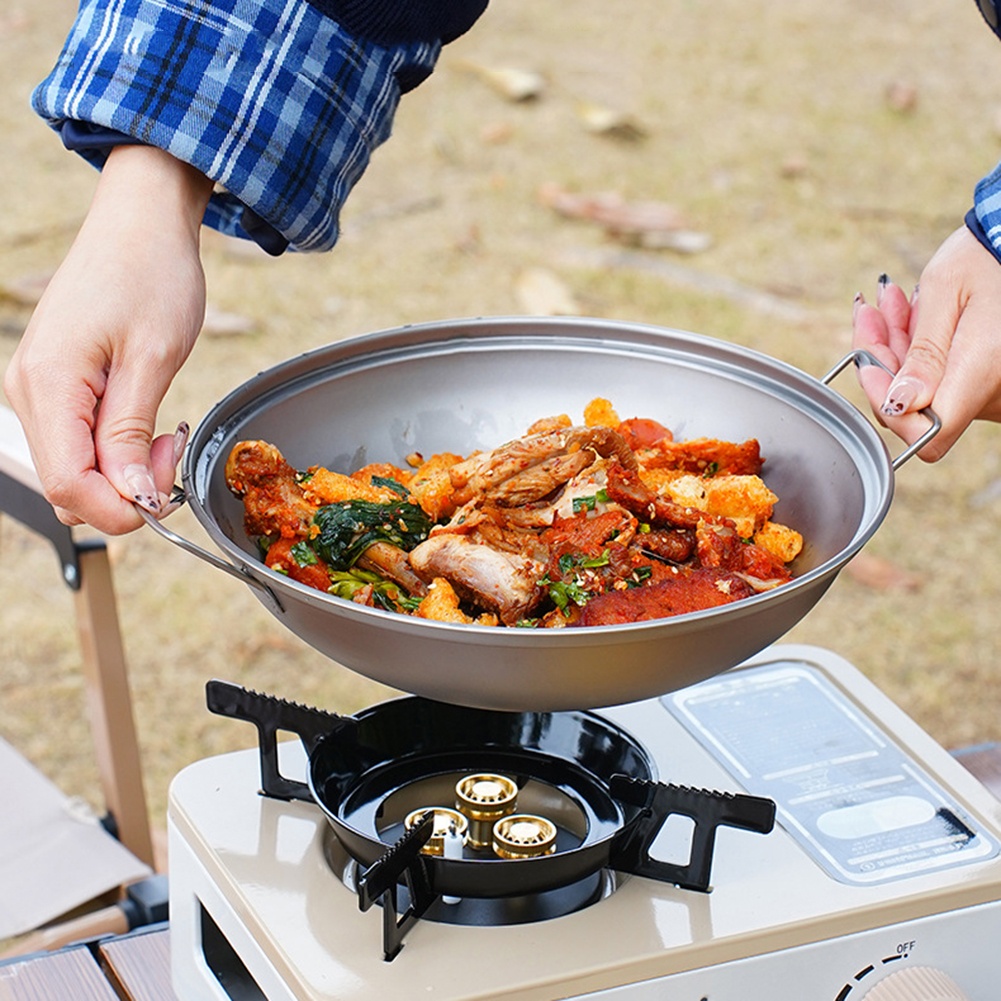 Titanium Wok Pan with Lid Doub - مراجعة Camping Cooking Roll وسعره
