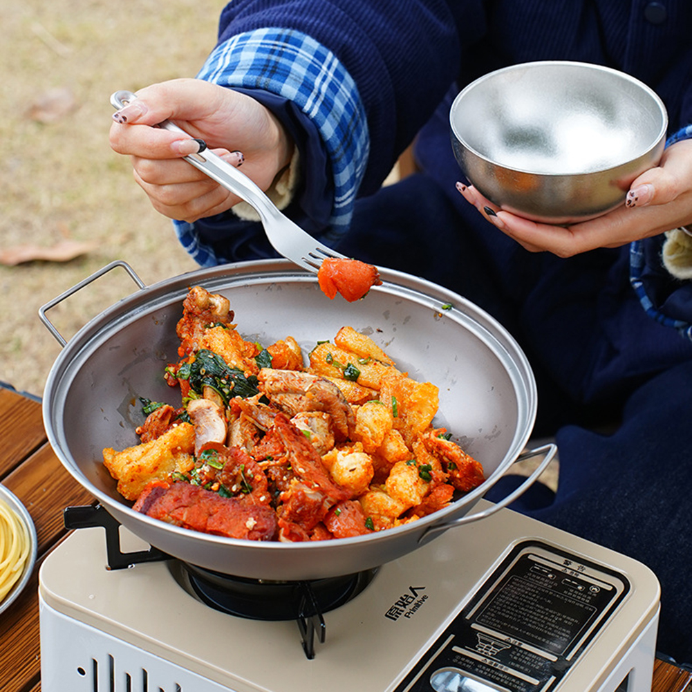 Titanium Wok Pan with Lid Doub - مراجعة Camping Cooking Roll وسعره