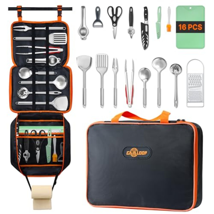 Portable Camping Cooking Utens - مراجعة Camping Cooking Essentials Kit وسعره