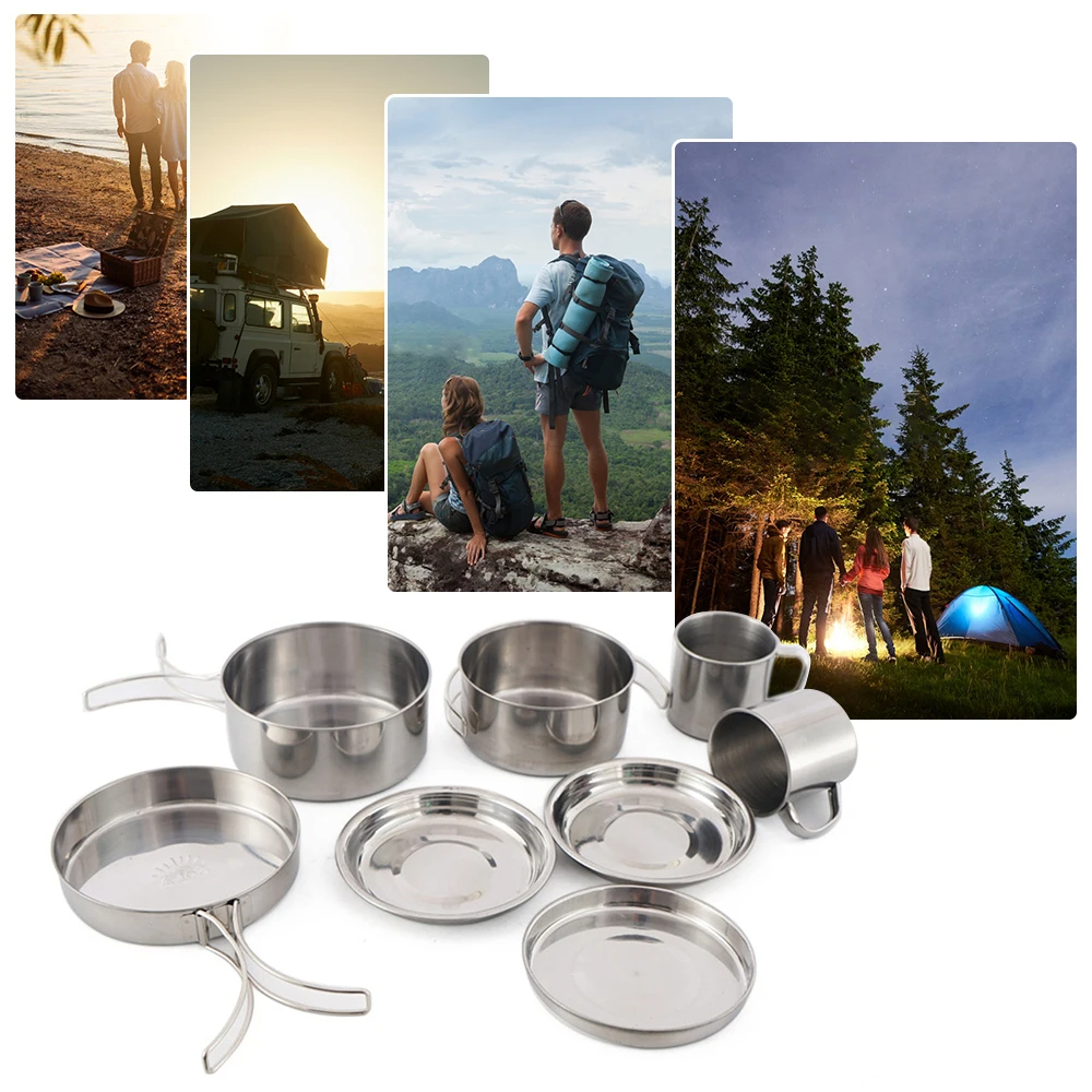 8pcs/Set Camping Cookware Mess - مراجعة Camping Cooking Mess Kit وسعره