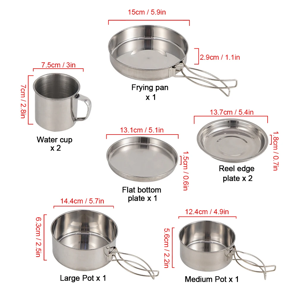 For 8PCS Camping Cookware Mess - مراجعة Camping Cooking Mess Kit وسعره