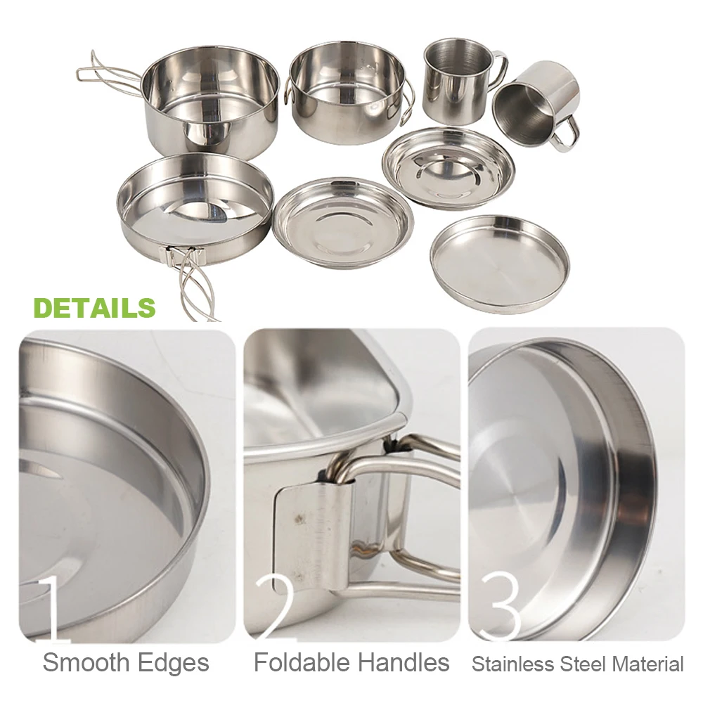 For 8PCS Camping Cookware Mess - مراجعة Camping Cooking Mess Kit وسعره
