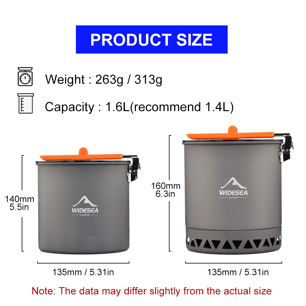 Widesea Camping Pot 1.6L Heat  - مراجعة Camping Cooking Set Large وسعره