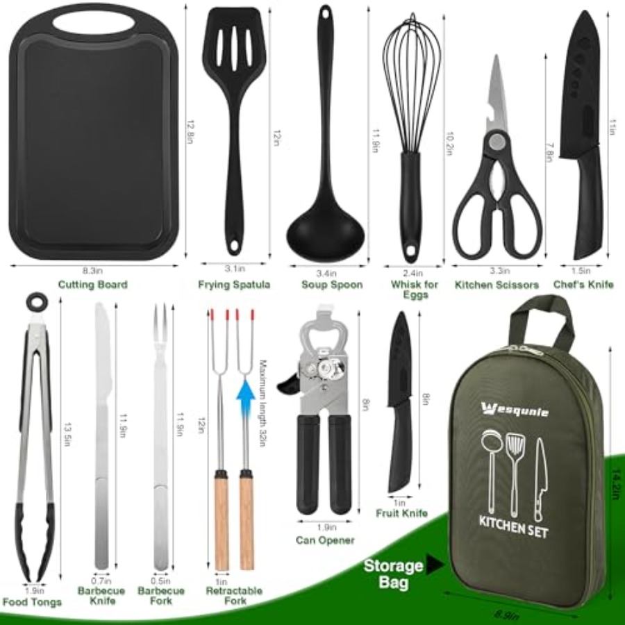 Camping Essentials Cookware Co - مراجعة Camping Cooking Essentials Kit وسعره