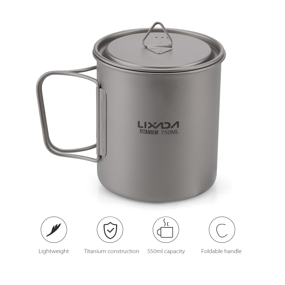 Lixada Water Cup Mug Titanium  - مراجعة Camping Cooking Mug وسعره