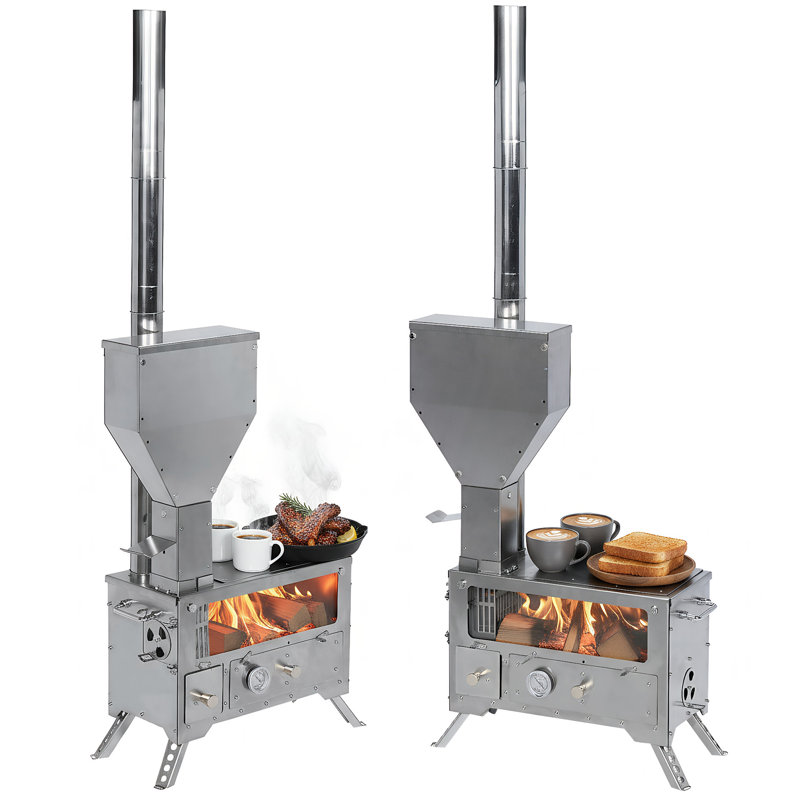 Portable Wood-Burning Camp Sto - مراجعة Camping Cooking Area وسعره