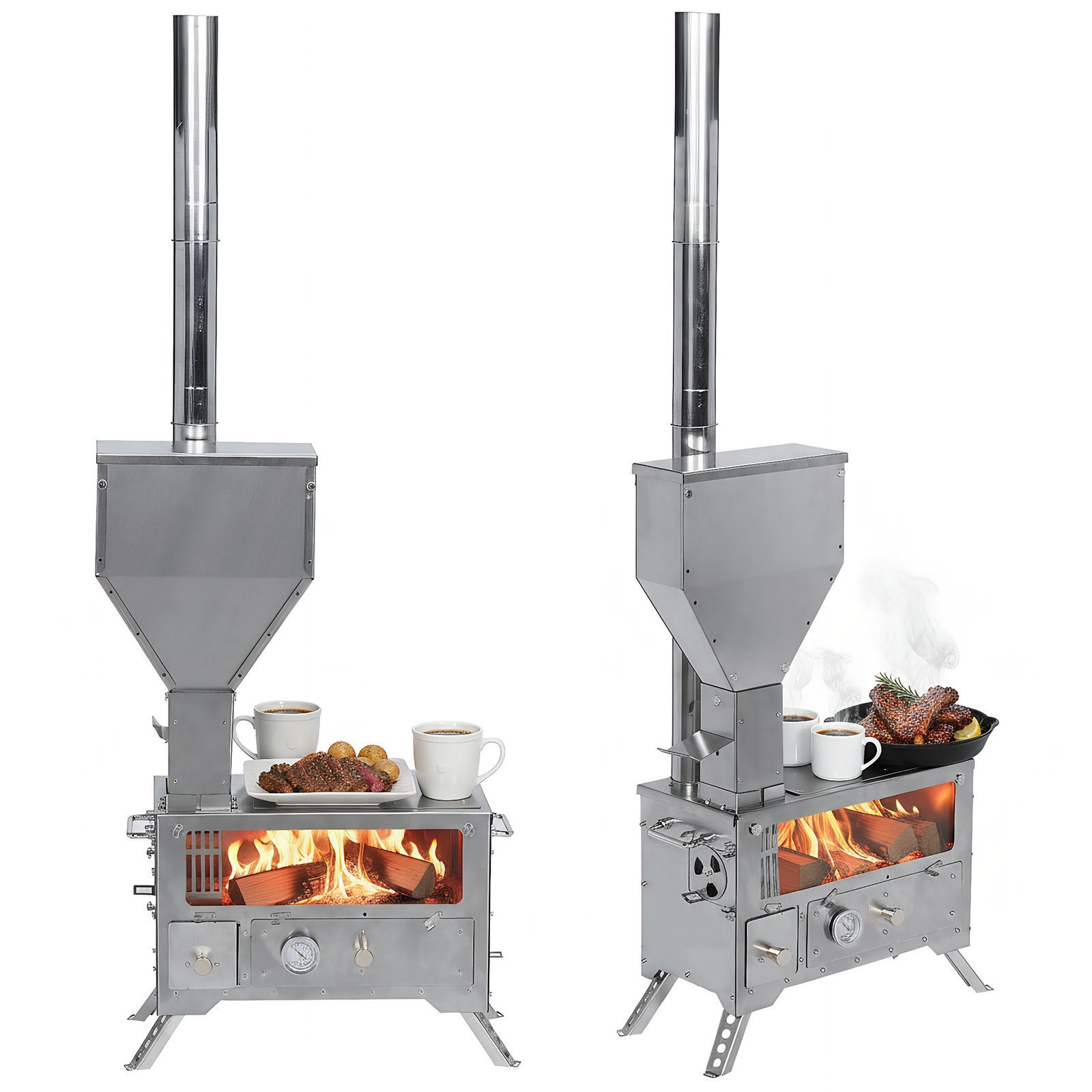 Portable Wood-Burning Camp Sto - مراجعة Camping Cooking Area وسعره