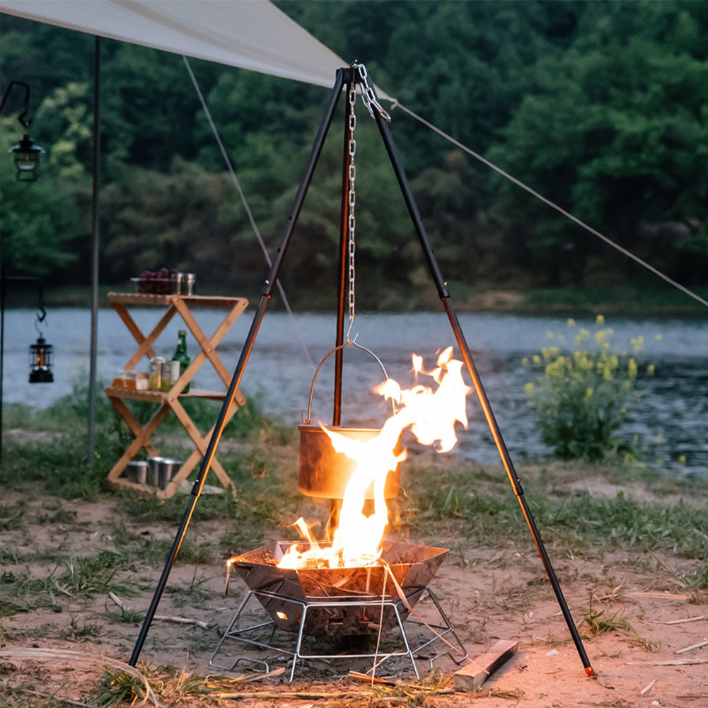 1Pc Outdoor Bonfire Tripod Cam - مراجعة Camping Cooking Tripod وسعره