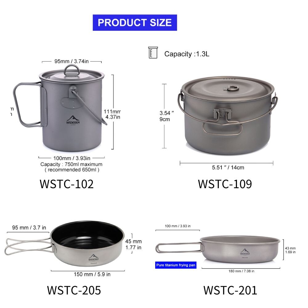 Widesea Camping Tableware Tita - مراجعة Camping Cooking Set Large وسعره