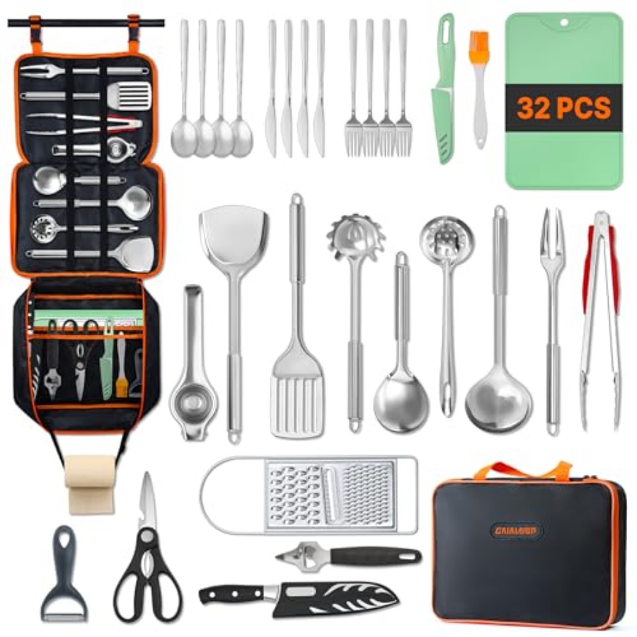 Portable Camping Cooking Utens - مراجعة Camping Cooking Essentials Kit وسعره