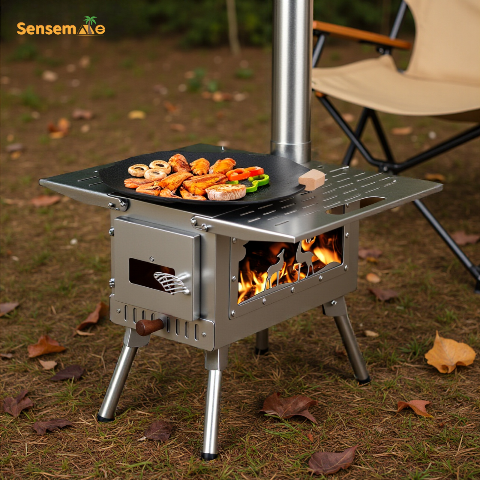 Portable Camping Wood Stove Fo - مراجعة Camping Double Cooking Stove وسعره