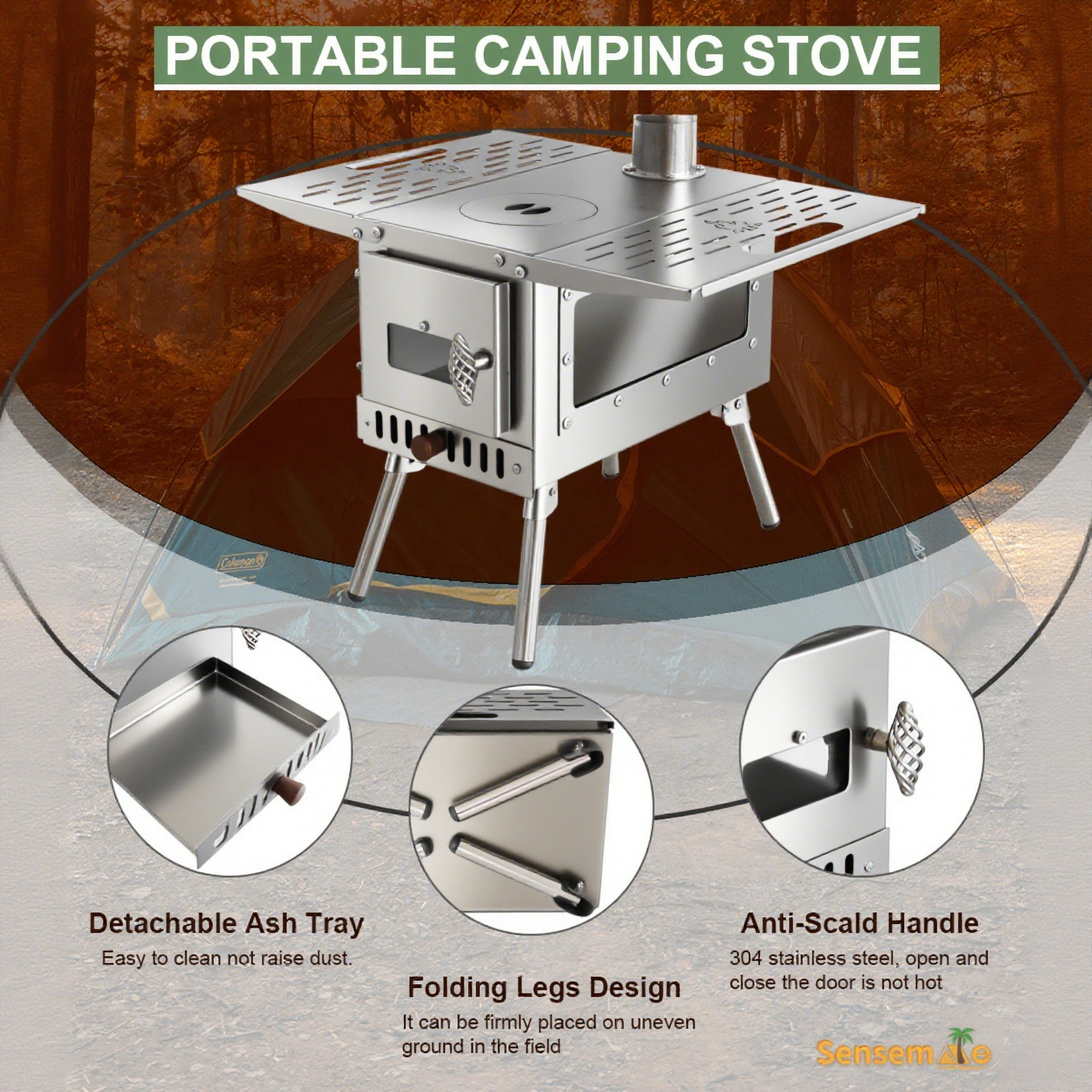 Portable Camping Wood Stove Fo - مراجعة Camping Double Cooking Stove وسعره