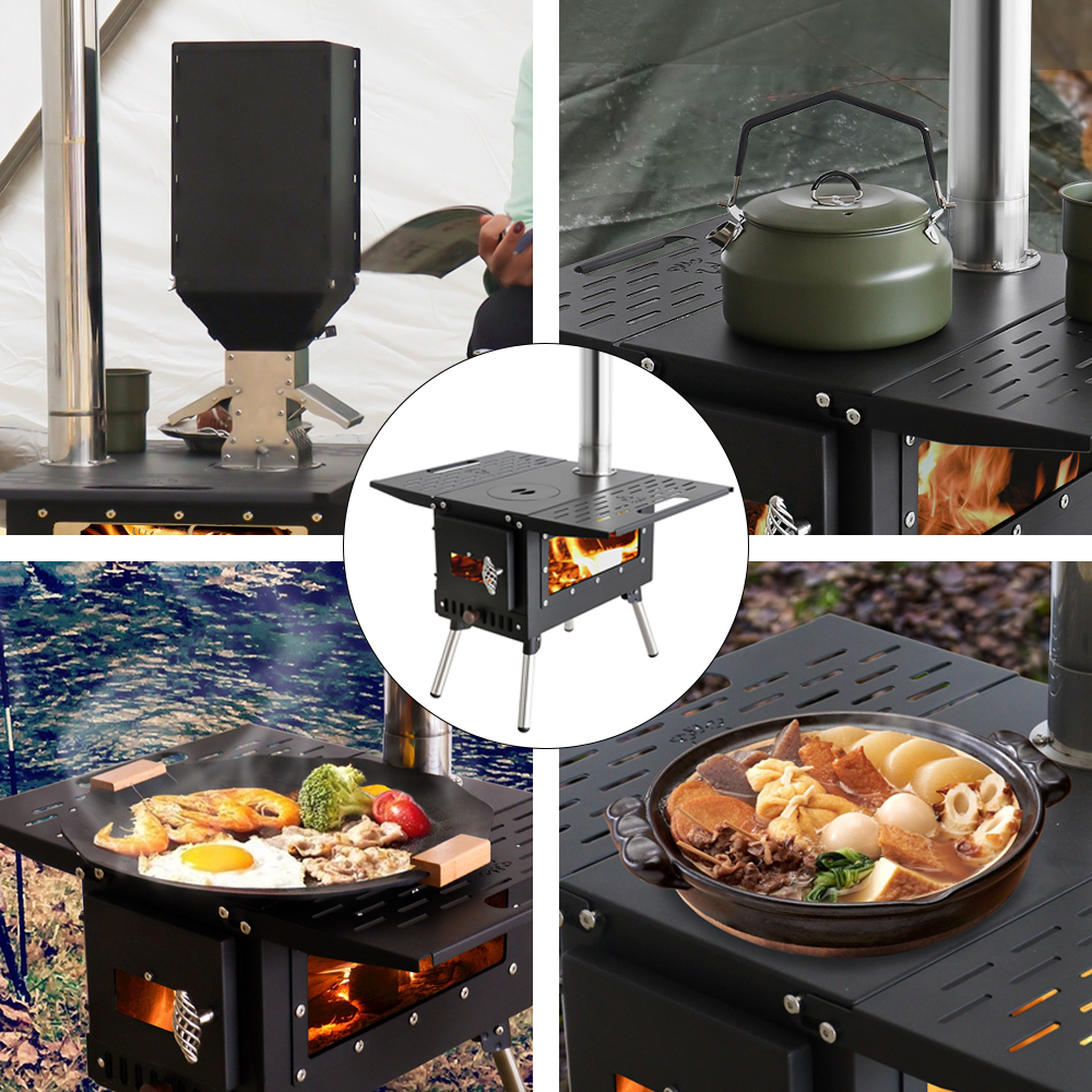 Portable Camping Wood Stove Fo - مراجعة Camping Double Cooking Stove وسعره