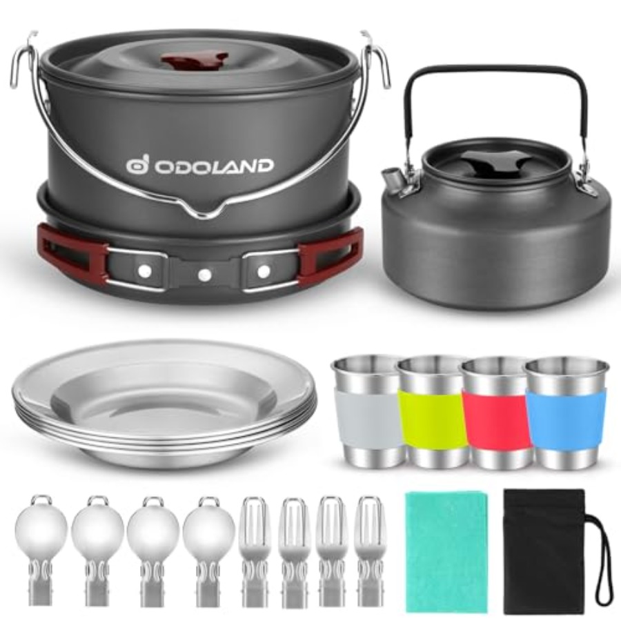 22pcs Camping Cookware Mess Ki - مراجعة Camping Cooking Mess Kit وسعره