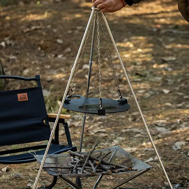 Portable Aluminum Camping Bonf - مراجعة Camping Cooking Tripod وسعره