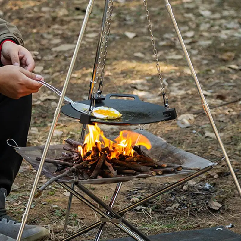 Portable Aluminum Camping Bonf - مراجعة Camping Cooking Tripod وسعره