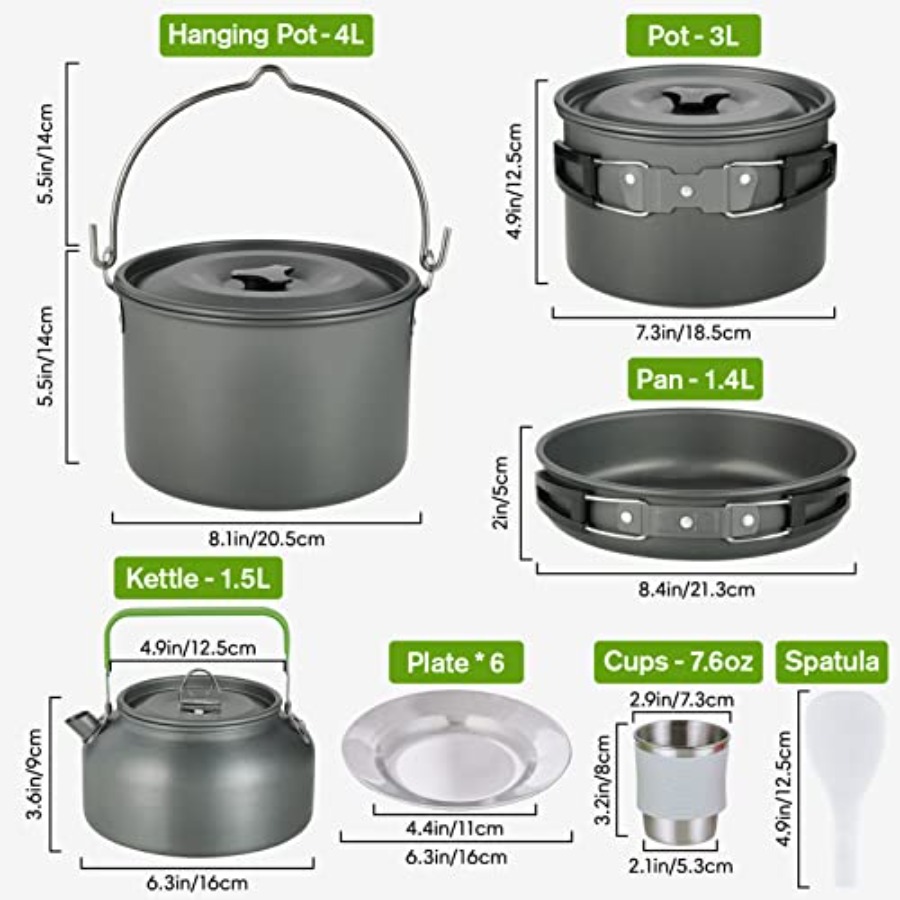 MEETSUN Camping Cookware Set - - مراجعة Camping Cooking Area وسعره