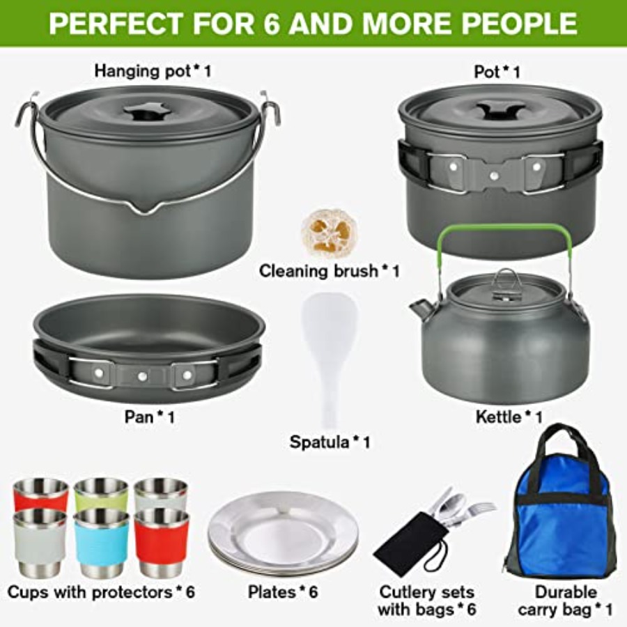 MEETSUN Camping Cookware Set - - مراجعة Camping Cooking Area وسعره