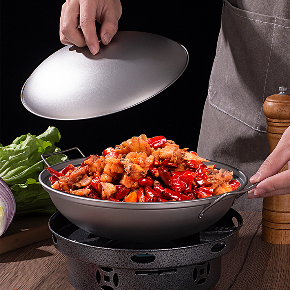 1.8L Titanium Wok Pan with Lid - مراجعة Camping Double Cooking Stove وسعره