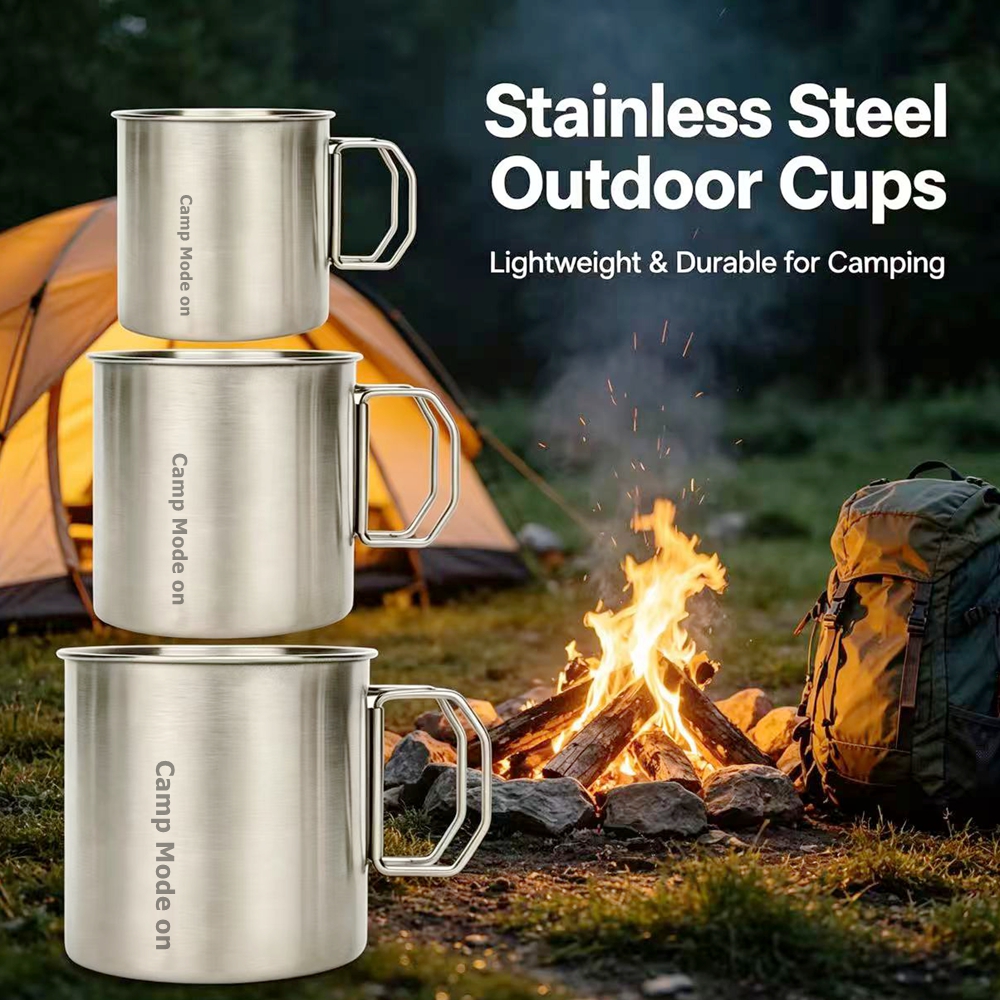 Set of 3 Cup Stainless Steel C - مراجعة Camping Cooking Mug وسعره