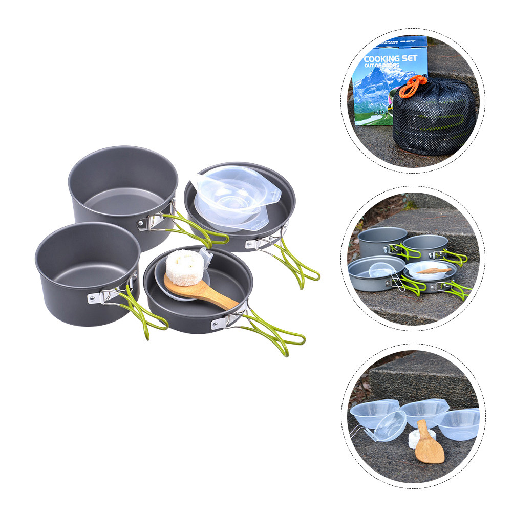 1Set Portable Camping Cookware - مراجعة Camping Cooking Pan وسعره
