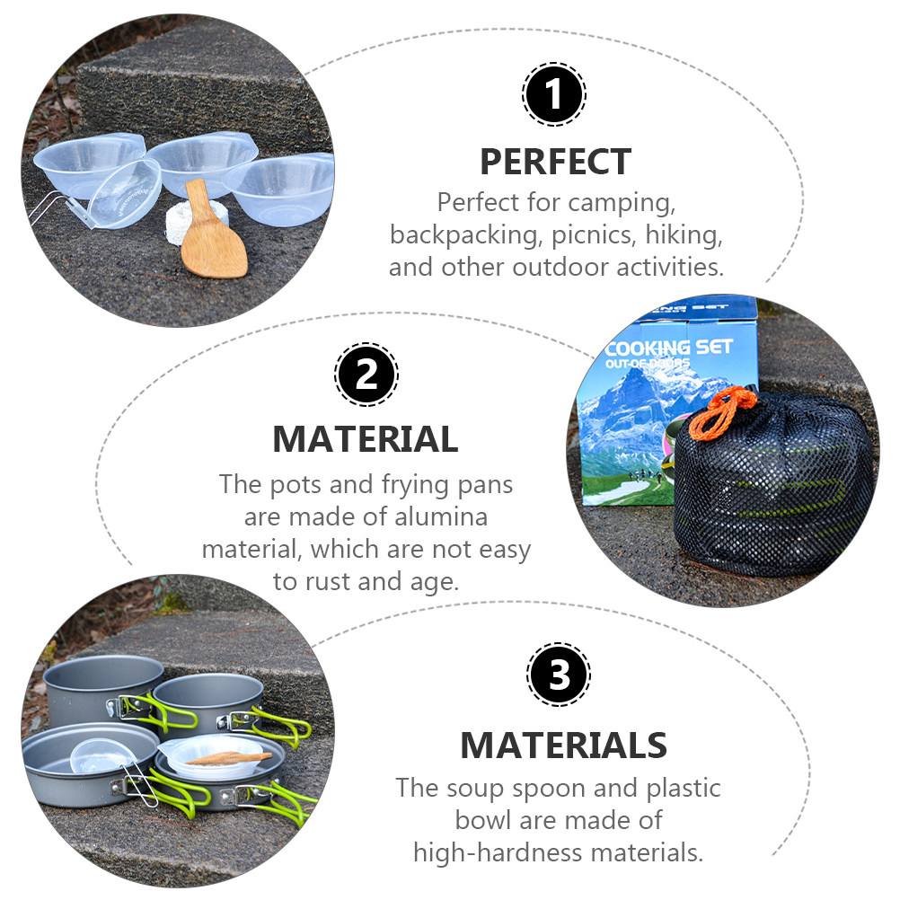 1Set Portable Camping Cookware - مراجعة Camping Cooking Pan وسعره