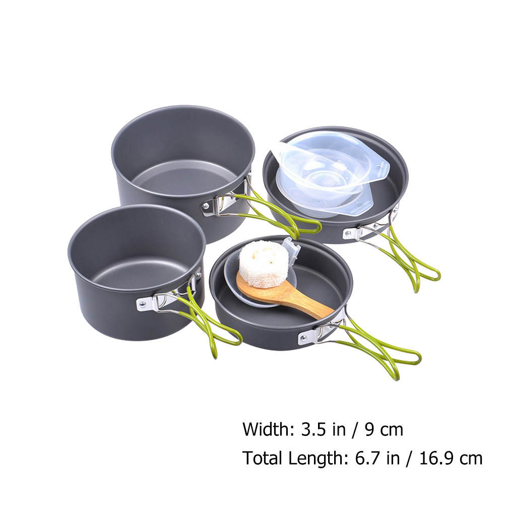1Set Portable Camping Cookware - مراجعة Camping Cooking Pan وسعره