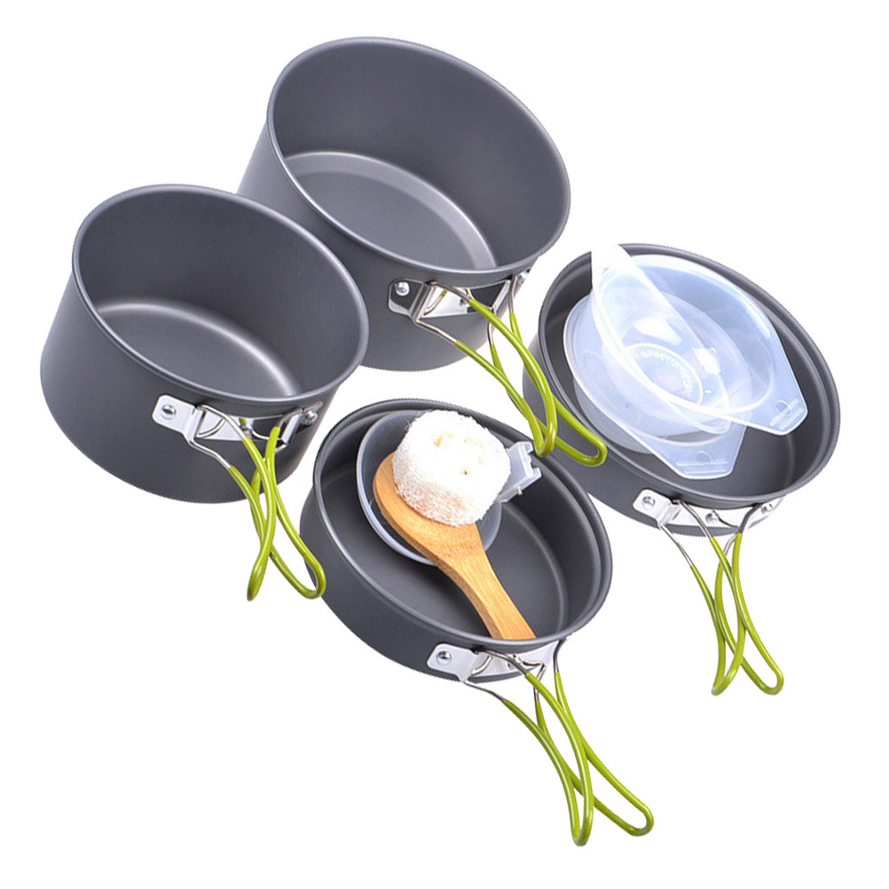 1Set Portable Camping Cookware - مراجعة Camping Cooking Pan وسعره