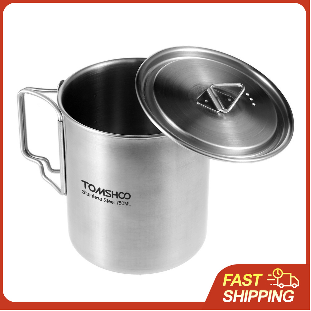 TOMSHOO 750ml Stainless Steel  - مراجعة Camping Cooking Mug وسعره