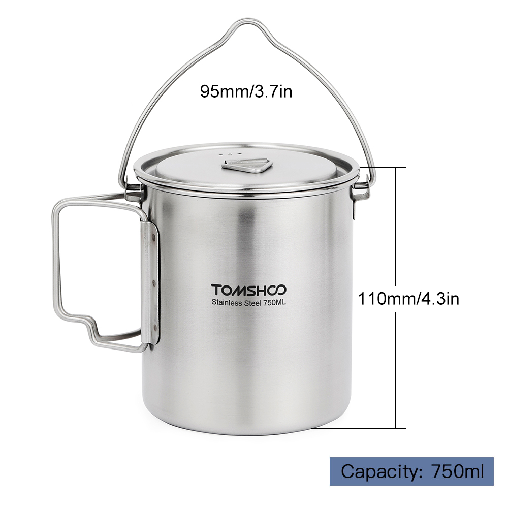 TOMSHOO 750ml Stainless Steel  - مراجعة Camping Cooking Mug وسعره