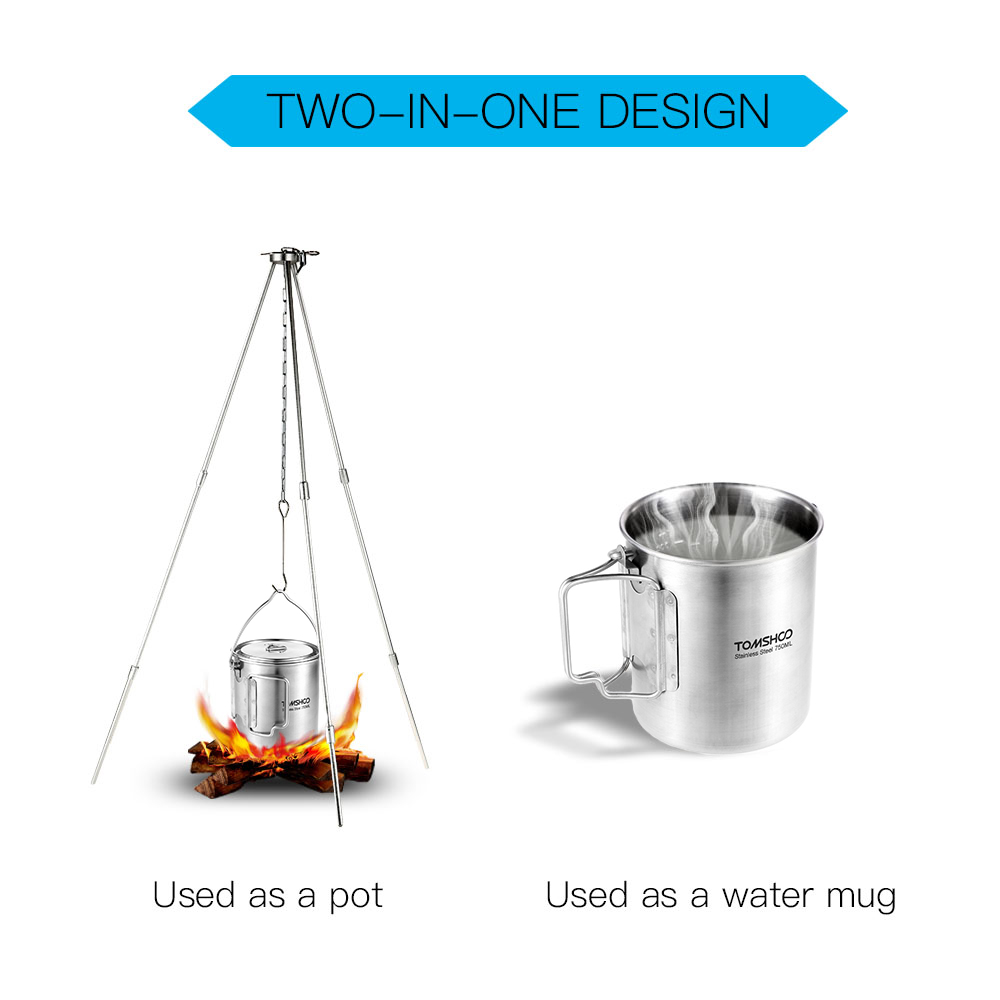 TOMSHOO 750ml Stainless Steel  - مراجعة Camping Cooking Mug وسعره