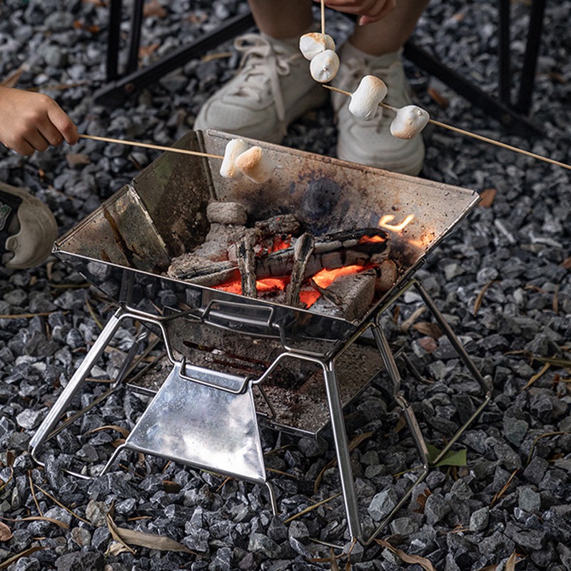 Portable Campfire Fire Pit BBQ - مراجعة Camping Cooking Fire Pit وسعره