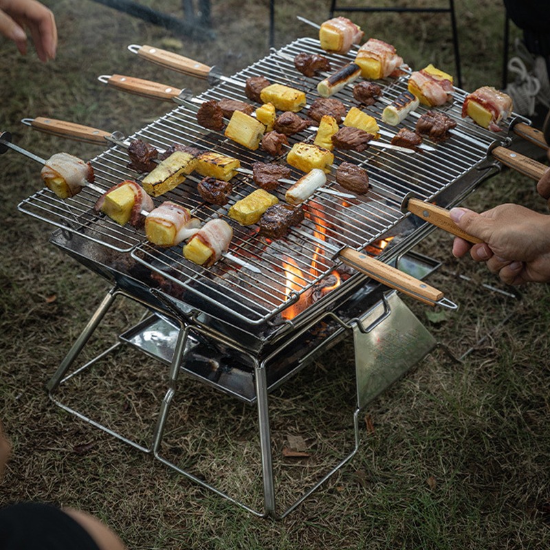 Portable Campfire Fire Pit BBQ - مراجعة Camping Cooking Fire Pit وسعره