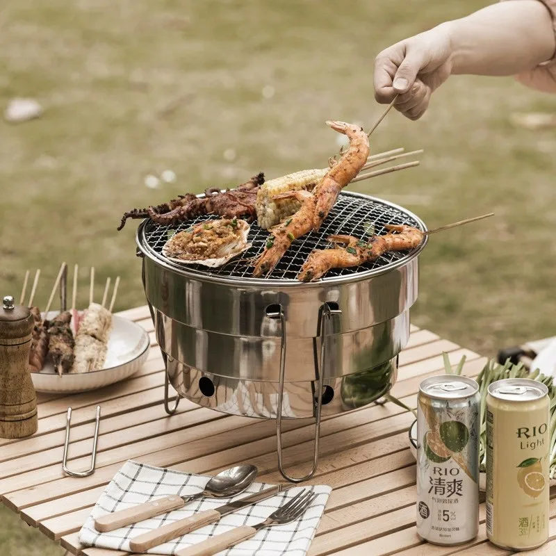 Outdoor BBQ Folding Split Port - مراجعة Camping Cooking Fire Pit وسعره