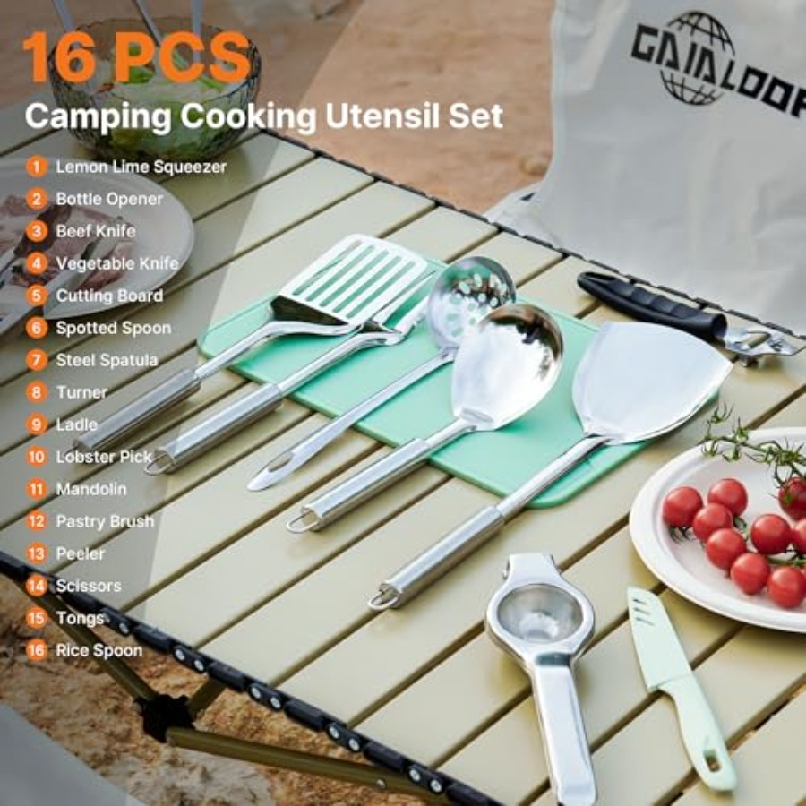 Portable Camping Cooking Utens - مراجعة Camping Cooking Essentials Kit وسعره