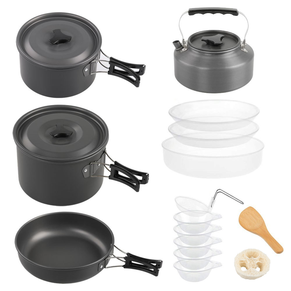 Outdoor large cooking set, 2-4 - مراجعة Camping Cooking Set Large وسعره