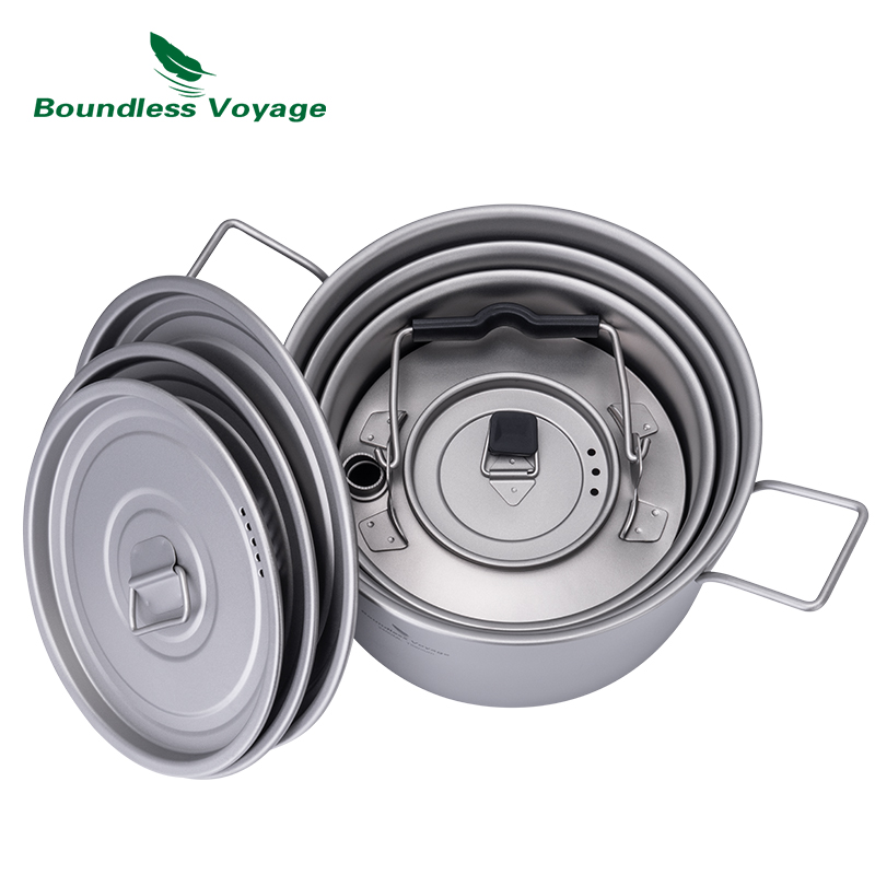 Boundless Voyage Titanium Pot  - مراجعة Camping Cooking Set Large وسعره