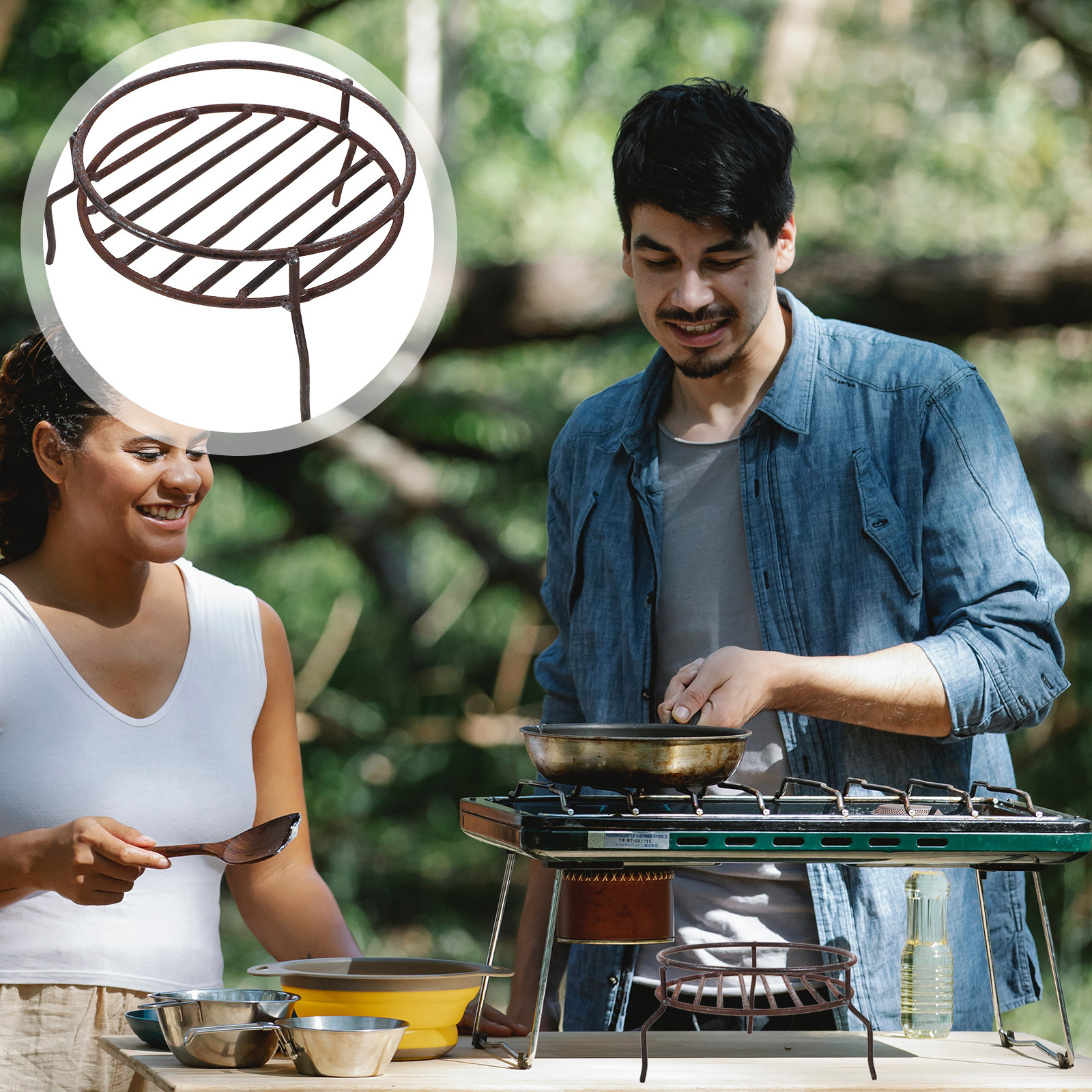 Double-Layer Iron Pot Stand St - مراجعة Camping Double Cooking Stove وسعره